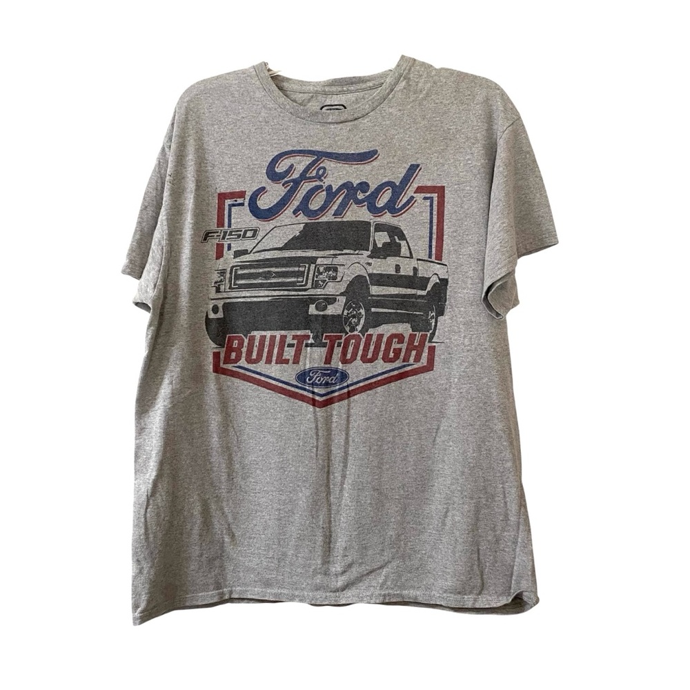 Ford Built Tough Gray Crew Beck Short Sleeve Cotton Blend T-Shirt Size Large